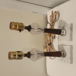 Vintage Pair of MCM Lucite / wood / marble lamps